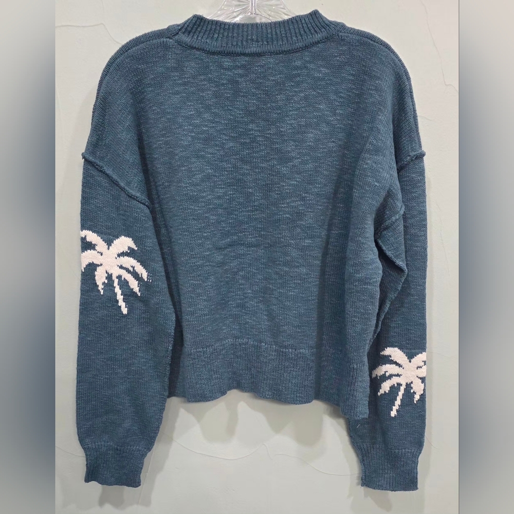 Blue Palm Tree Sweater - Picture 2 of 5
